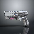 Futuristic Metallic Handgun With Advanced Control Panel And Textured Sci Fi Weapon Design 3d model