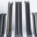 Modern Various Escalators Design With Metal Frame And Yellow Safety Lines
