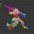 Wolf Headed Fantasy Game Character Warrior in Blue Outfit With Spear and Battle Stance
