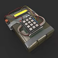 Improvised Weapon With Numeric Keypad Wires Yellow Tube Wrapped On Dark Background