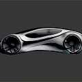 Futuristic Concept Car With Streamlined Design Black Silver Color Unique Wheels And Blue Lighting Elements