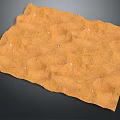 Orange Terrain Model with Uneven Surface Texture and White Spots on Dark Background 3d model