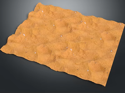 Orange Terrain Model with Uneven Surface Texture and White Spots on Dark Background 3d model