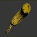 Ripe Yellow Banana with Black Spots Isolated on Dark Background with Reflection