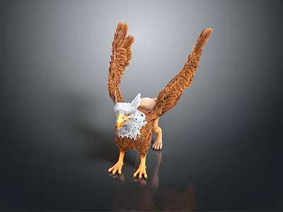 Fantasy Mythical Harpy Creature With Eagle Head Brown Feathers Human Torso Sharp Claws Outstretched Wings 3d model