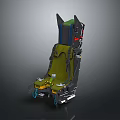 Airplane Seat Interior With Green Cushion Black Frame And Safety Components