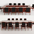 Wooden Rectangular Conference Table With Black Chairs In Meeting Room Setup 3d model