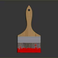 Sturdy Wooden Handle Paintbrush With Red Bristles And Metal Ferrule For Home Supplies