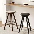 Modern Bar Stools With Beige Black Seats Wooden Black Legs In Kitchen Bar