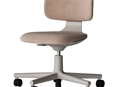 Modern Beige Fabric Office Chair With Ergonomic Backrest And Swivel Wheels Design 3d model