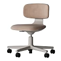 Modern Beige Fabric Office Chair With Ergonomic Backrest And Swivel Wheels Design