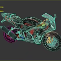 Black Sport Motorcycle With Red Flame Graphics And Modern Headlight Design