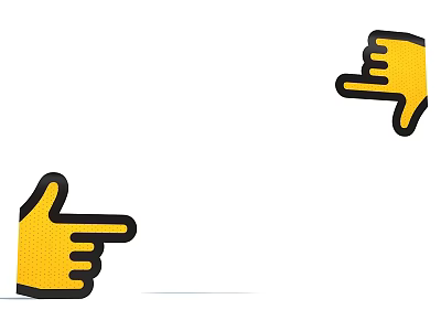 Cartoon Style Yellow Fingers Pointing At Each Other On White Background 3d model