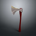 Modern Axe Weapon Design With Silver Blade And Red Handle