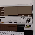 Modern Kitchen Interior With White And Wooden Cabinets Coffee Machine And Fresh Fruits
