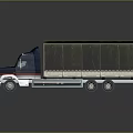 Blue Cab Commercial Truck With Green Tarpaulin Covered Cargo Bed