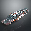 Futuristic Metallic Transparent Object Featuring Sleek Design And Orange Accent Details 3d model