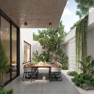 Modern courtyard landscape 3d model