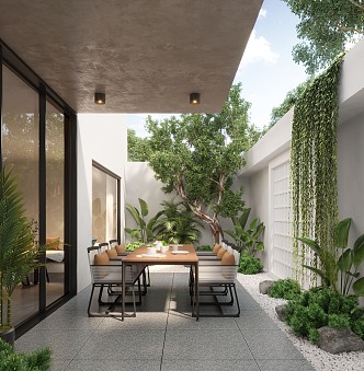 Modern courtyard landscape 3d model