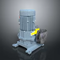 Gray Industrial Gear Motor with Yellow Component and Metal Base Structure