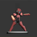 Pink Robot Game Character With Antenna Ears Blue Eyes And Orange Parts On Line Base
