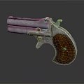 Classic Silver Revolver With Brown Wooden Grip And Shiny Metallic Finish