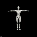 Game Movie Character 3D Humanoid Robot Model with Extended Arms and Geometric Design