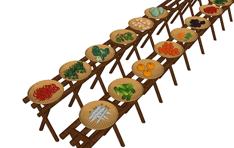 Fruits Vegetables Pumpkin Broccoli Cauliflower White Radish Pepper Eggplant Carrot 3d model