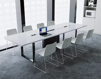 Modern Meeting Table and Chair Office Desk and Chair Apple Computer 3d model
