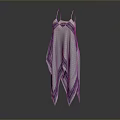 Elegant Light Blue Spaghetti Strap Dress With Purple Trim And Flowy Design