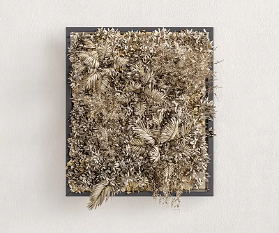 Black Framed Wall Decor With Dried Natural Leaves And Foliage For Home Interior 3d model