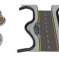 Curved Bridge Design With Two Lane Road And Pedestrian Pavement