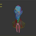 Cartoon Man Character With Blue Skin Yellow Eyes Red Tie Green Shirt And Gray Coat