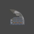 Single Chair Interior in Airplane Cabin With Blue Brown Grey Seats and Trolley