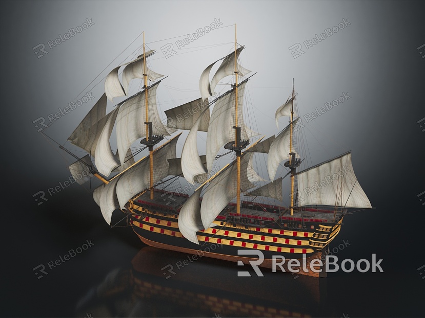 Modern sailing ship armored ship cartoon ship armed ship ancient ship model