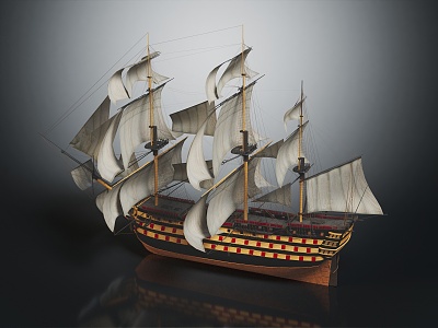 Modern sailing ship armored ship cartoon ship armed ship ancient ship 3d model