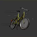 Yellow Bicycle With Dynamic Speed Lines On Gray Background And Reflection