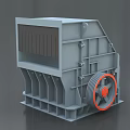 Industrial Jaw Crusher With Gray Body Red Wheel And Crushing Chamber Frame