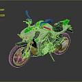 Modern Sports Motorcycle With Silver And Green Body Streamlined Design Black Seat And Alloy Wheels