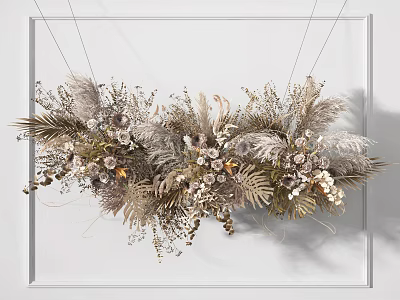 Hanging Floral Arrangement With Pampas Grass Ferns And Neutral Tones Decorative Plants 3d model