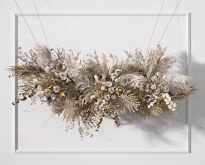 Hanging Floral Arrangement With Pampas Grass Ferns And Neutral Tones Decorative Plants 3d model