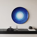 Blue Circular Wall Decor With Gradient Design Hanging On Light Colored Wall 3d model