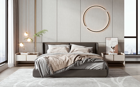 Modern Minotti double bed 3d model