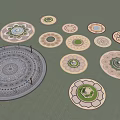 Garden Ornaments Featuring Various Circular Patterned Decorative Designs For Outdoor Gardens 3d model
