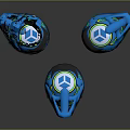 Blue Sports Helmets With Colorful Patterns And Reflective Modern Design