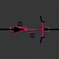 Modern Stylish Pink Bicycle With Black Seat And Orange Rims On Reflective Surface