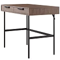 Modern Walnut Dressing Table With Two Drawers And Black Metal Frame 3d model