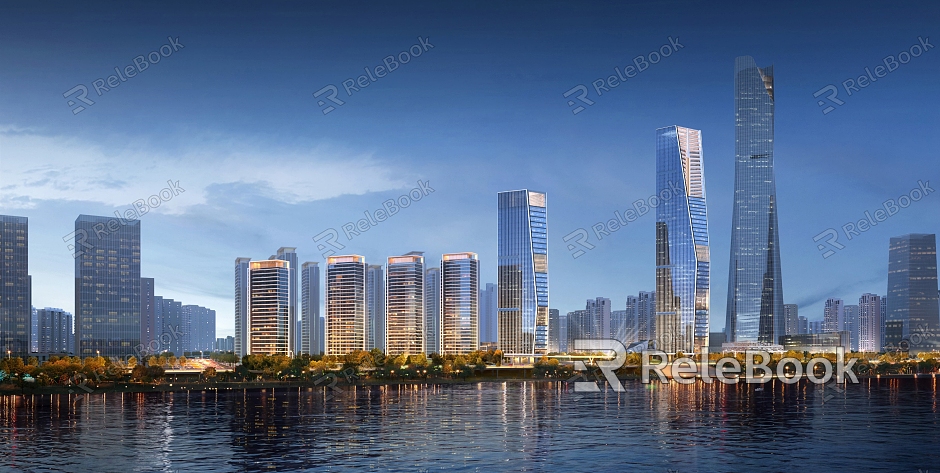 Modern Office Building Nanchang Jiulong Lake Split model