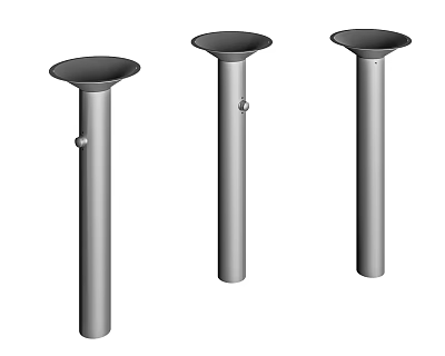 Public Metal Drinking Fountains With Cylindrical Structure And Round Top Design 3d model