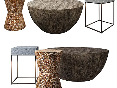 Modern Stylish Side Tables With Round Square Tops Metal Frames And Various Designs 3d model